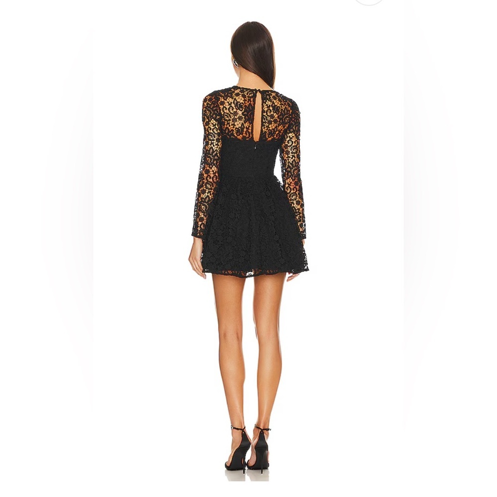New Self-Portrait Tie-neck Mini Dress in Black - Picture 4 of 16